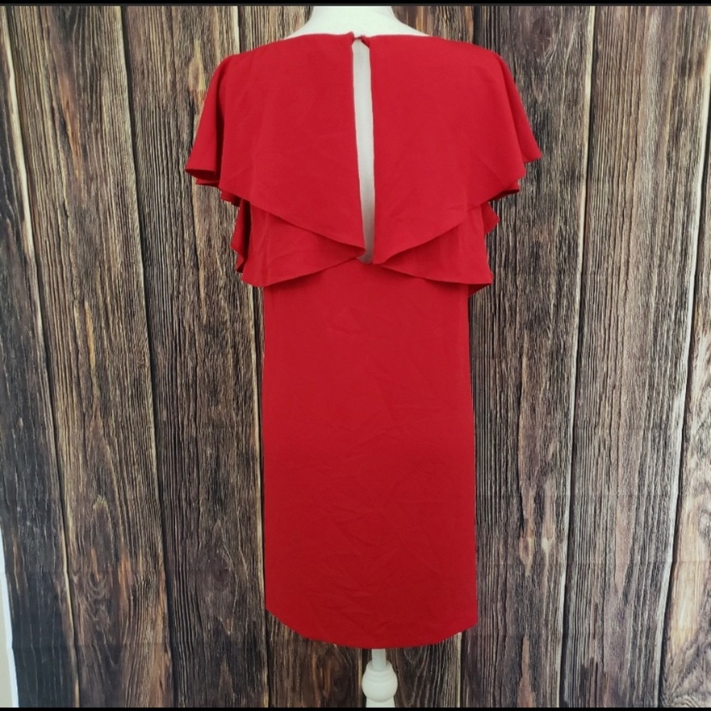 Zara Red Ruffle Dress Keyhole Back - Picture 3 of 6